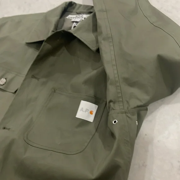 A.P.C. X Carhartt Wip collab on this field coat. Size XL. Olive green
